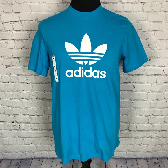 Adidas Blue Trefoil Crewneck T-Shirt | NEW | Men's Small - Picture 1 of 5